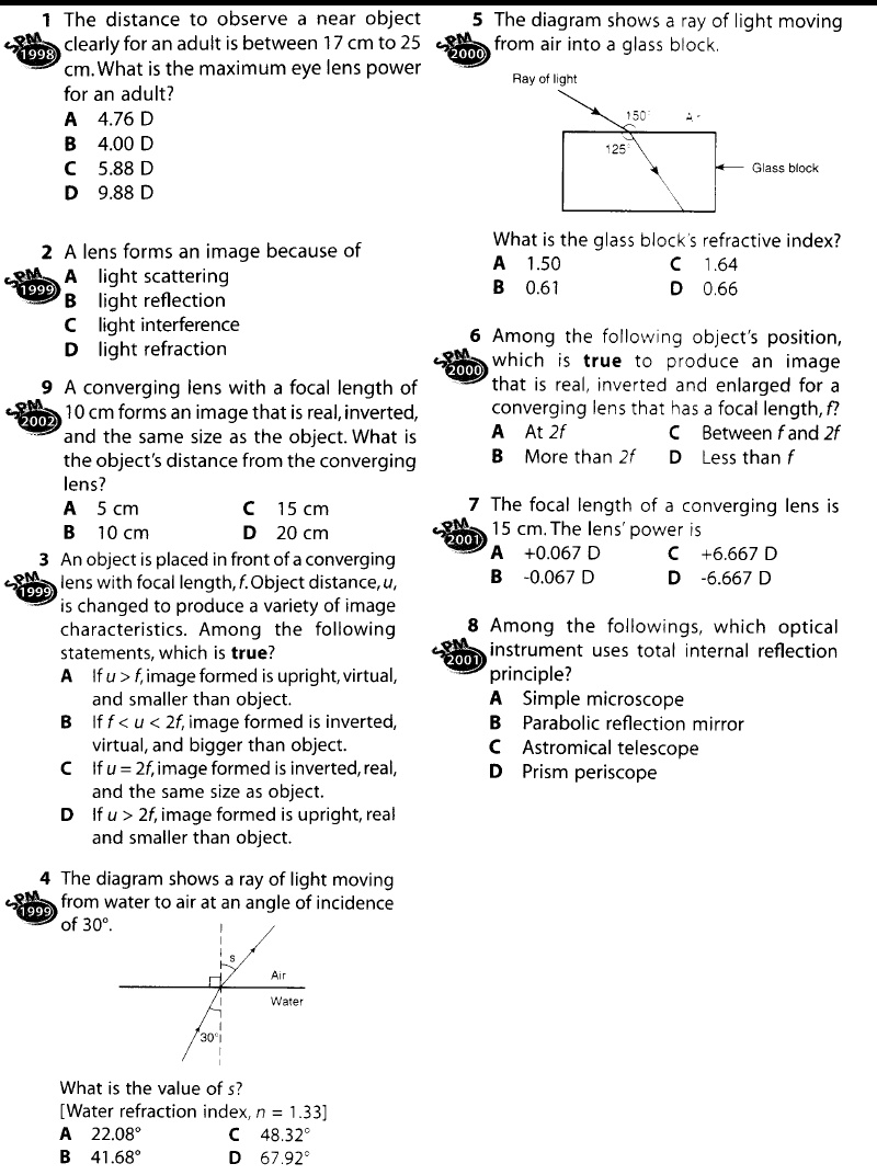 Spm Physics Form 4 Chapter 5 Light Exercises Pdf Document